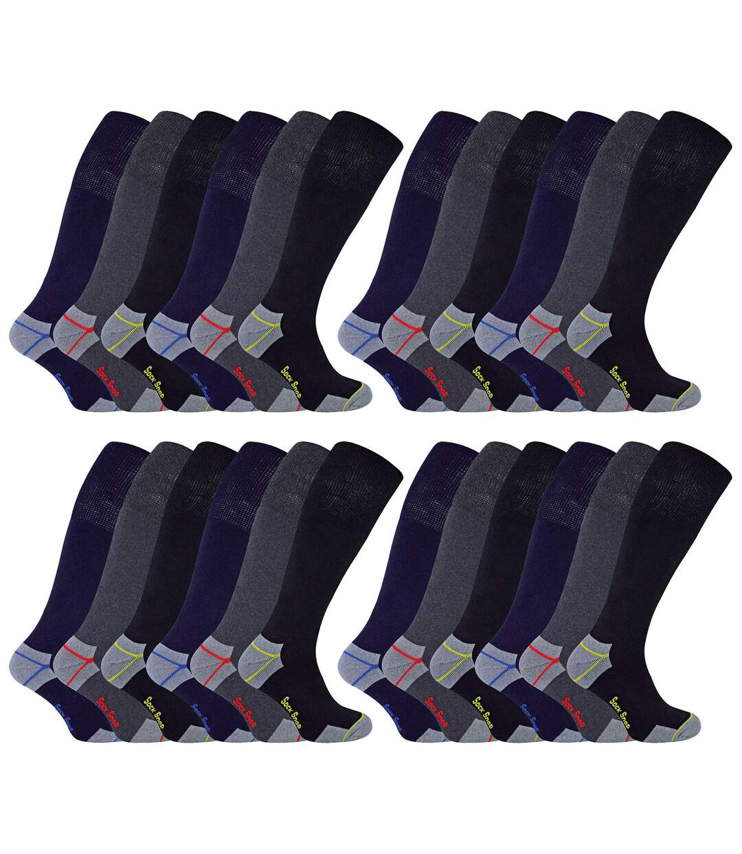 24 Pairs Mens Durable Knee High Work Socks-1