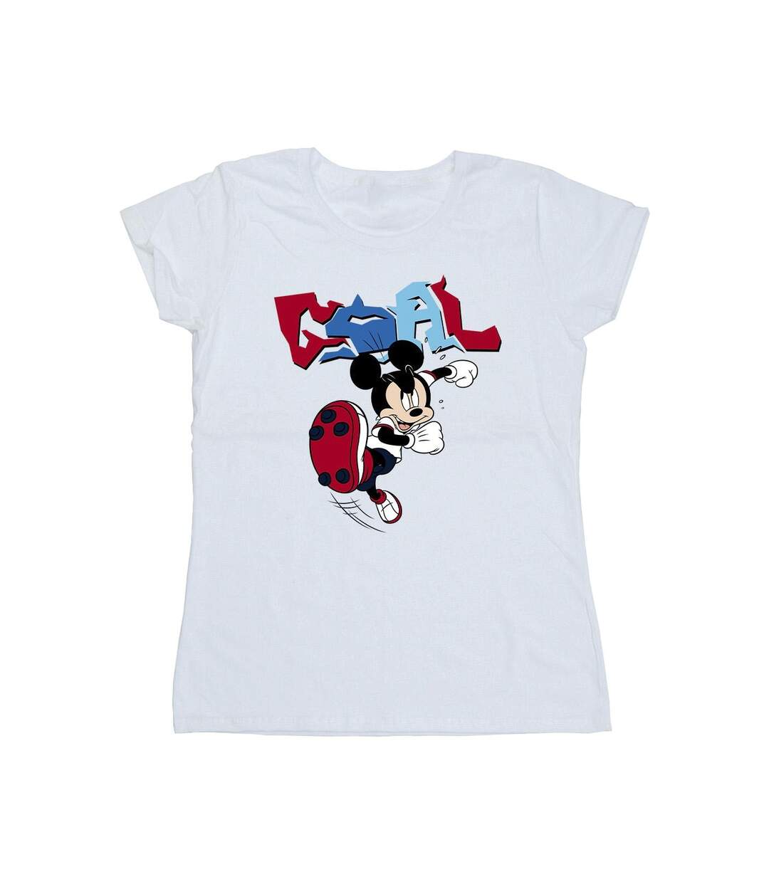 Disney T-shirt en coton Mickey Mouse Goal Striker Pose pour femmes/femmes (Blanc) - UTBI33428-1