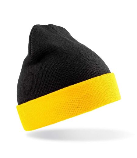 Result Genuine Recycled Black Compass Beanie (Black/Yellow) - UTBC4851