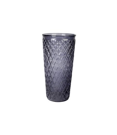 Vase Déco en Verre Relief Losange 23cm Gris Foncé