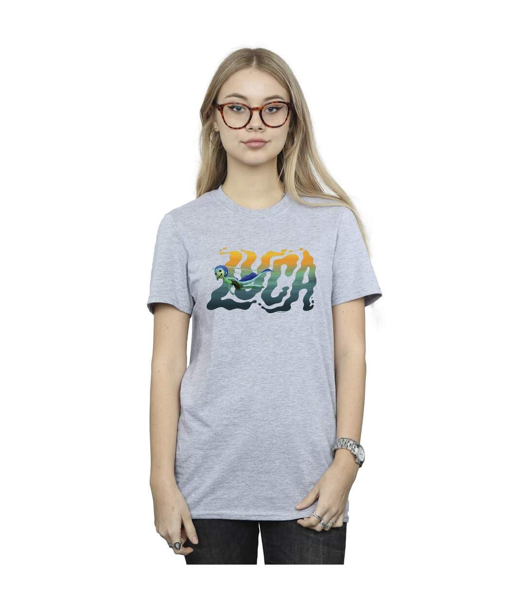 Disney Femme/Ladies Luca Swim Cotton Boyfriend T-Shirt (Gris sportif) - UTBI30861-2