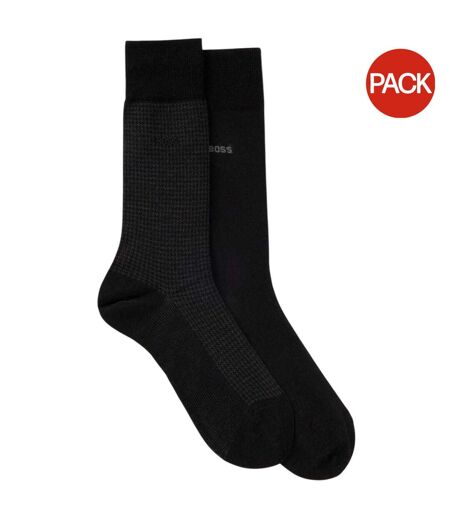 Lot De 2  Chaussettes Motif/style Pied-de-poule Homme Noir Boss