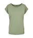 Womens/ladies Extended Shoulder T-shirt Soft Salvia Build Your Brand-1