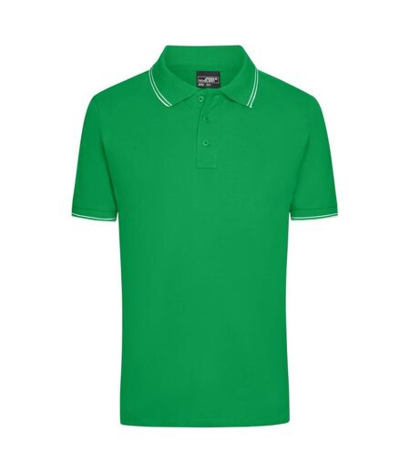 Polo Homme Vert Sombre Blanc James And Nicholson
