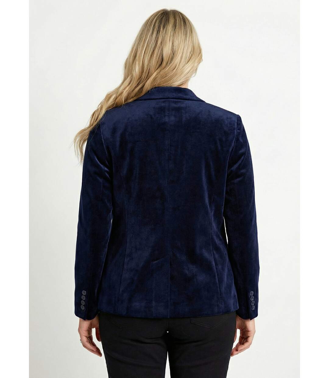 Veste blazer droite velours uni col tailleur-2