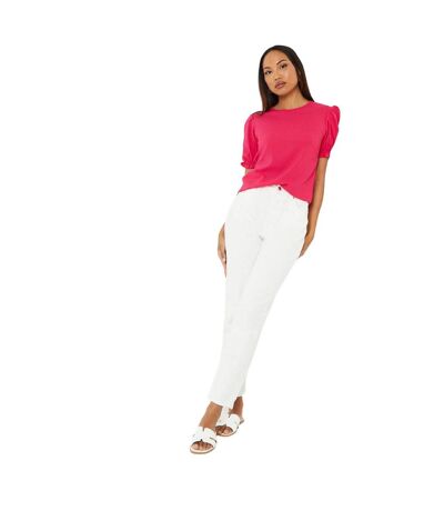 Womens/ladies Textured Frill Cuff T-shirt Pink Principles