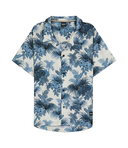 Chemise Manches Courtes Motif/style Floral Homme Bleu Boss