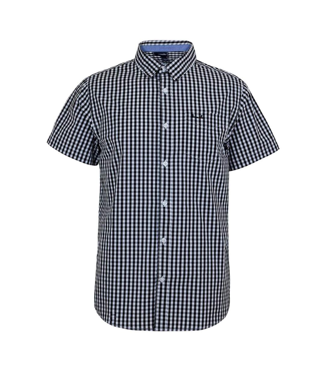 Mens Esher Gingham Check Shirt Black White Bench-1