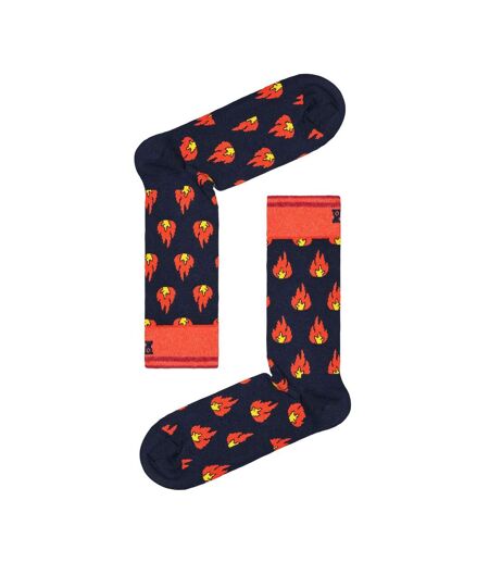 1 Pack Unisex Cotton Navy Flames Design Socks