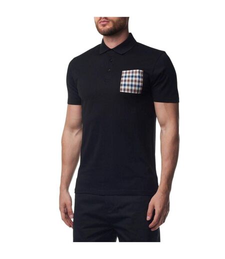 Mens Active Sailor Short-sleeved Polo Shirt Black Aquascutum