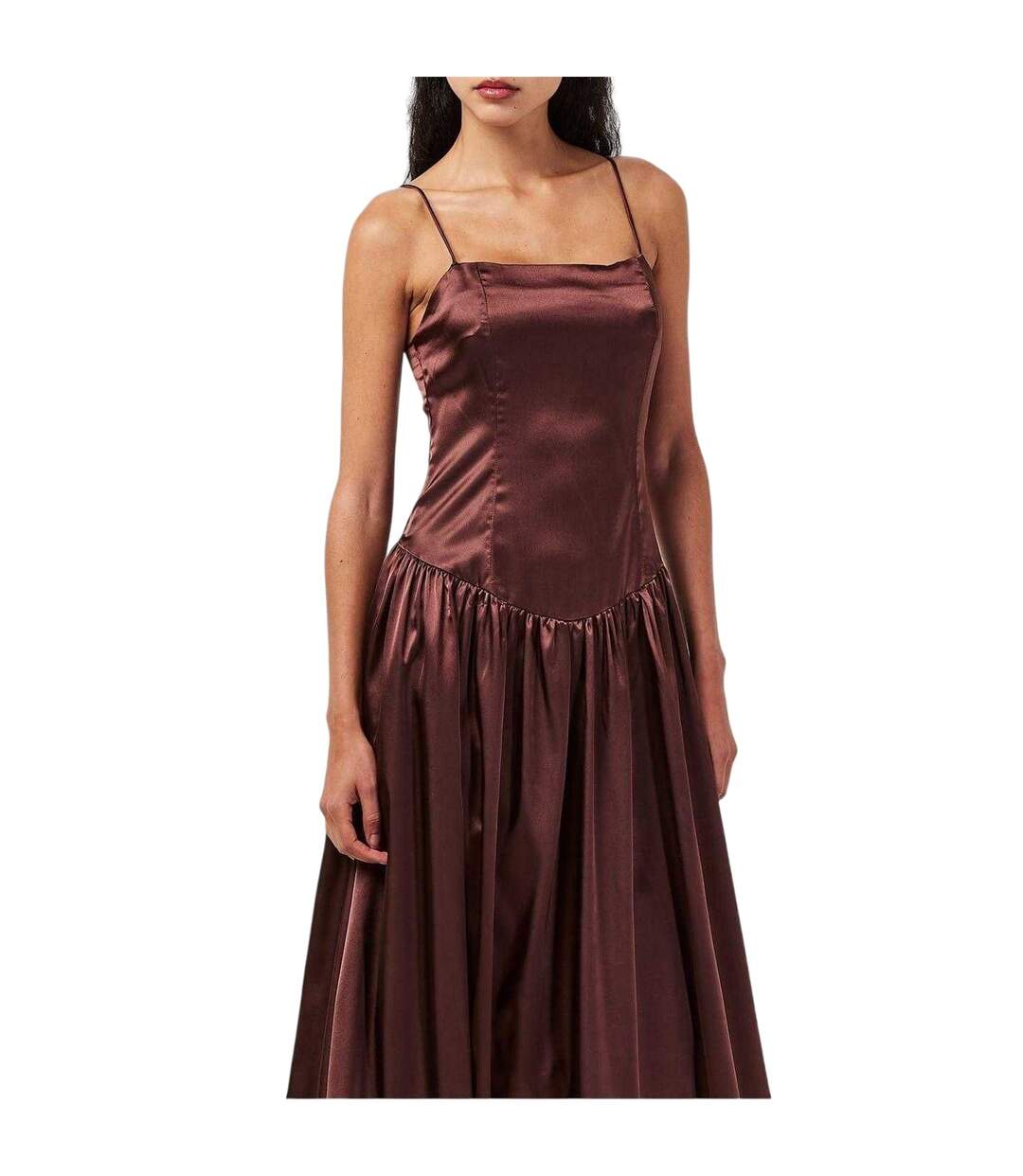 Womens/ladies Alexa Satin Maxi Dress Chocolate AmyLynn-3