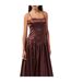 Womens/ladies Alexa Satin Maxi Dress Chocolate AmyLynn-3