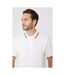 Mens Pique Tipped Polo Shirt White Maine-4