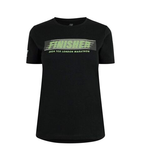 Womens/ladies Finisher Graphic Print T-shirt Black Green New Balance