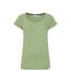 Womens/ladies Plain Roll Sleeve T-shirt Grass Green Lazy Jacks-1
