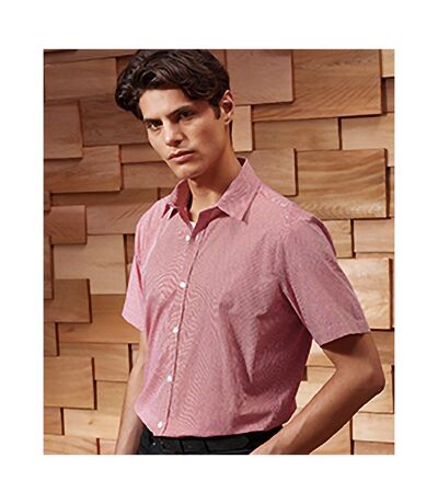 Mens Gingham Short Sleeve Shirt Red White Premier