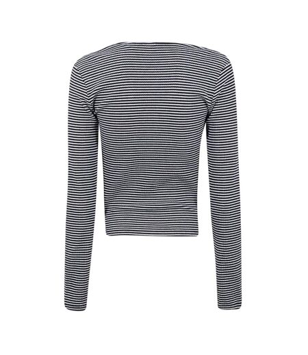 Haut Manches Longues Motif/style Fines Rayures Femme Vanille Noir Levis