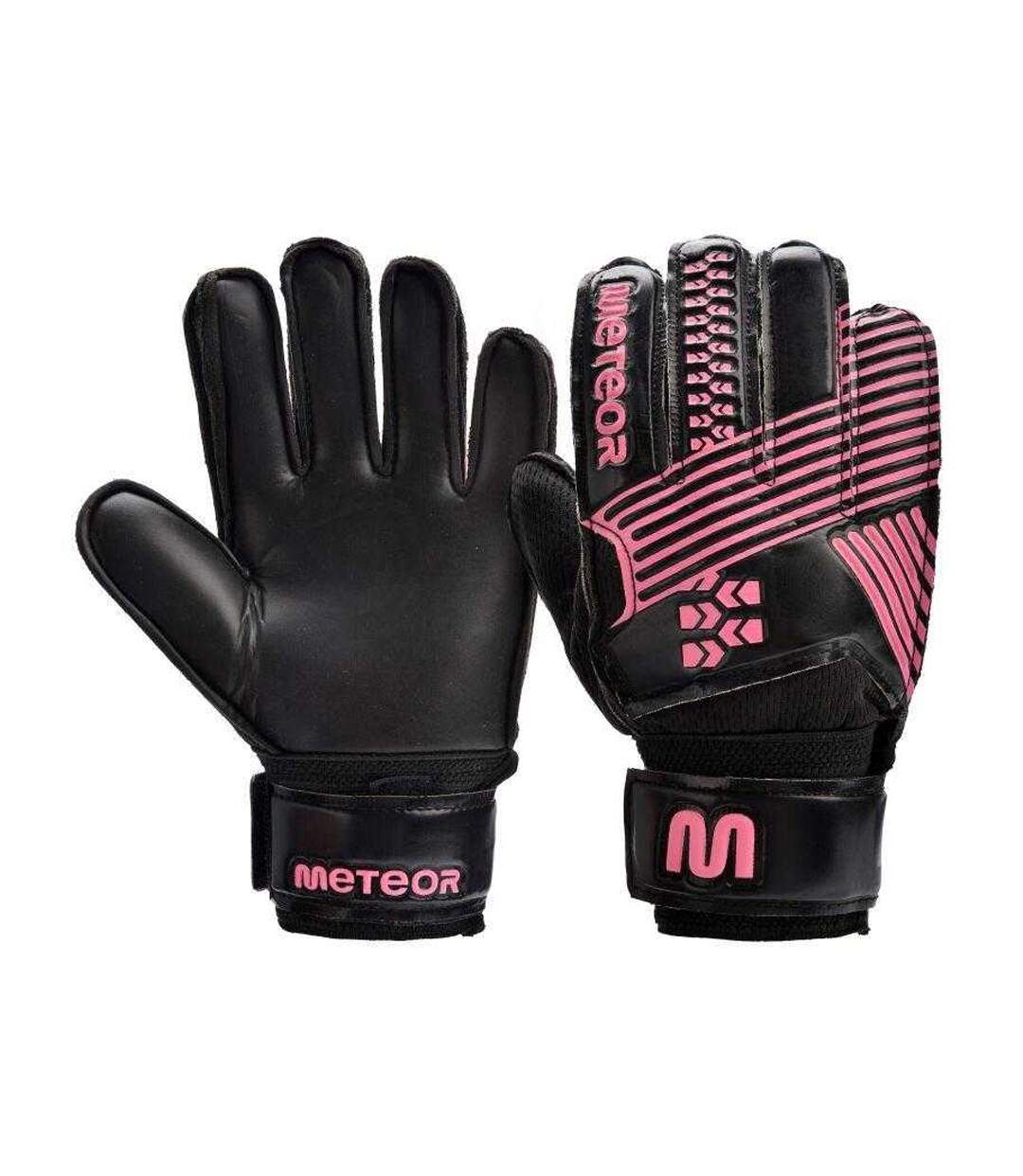 Childrens/kids Catch Goalkeeper Gloves Black Pink Meteor-3