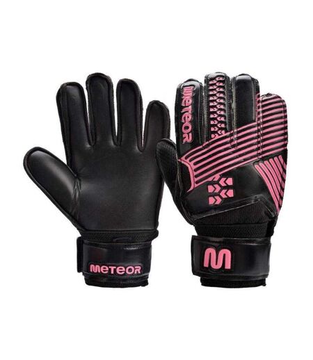 Childrens/kids Catch Goalkeeper Gloves Black Pink Meteor
