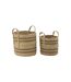 Cache-pots en jonc naturel et coton brun (lot de 2) Droit