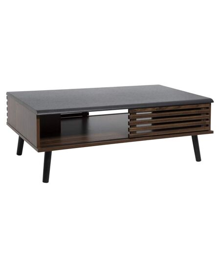 Table basse design bois Asmar - L. 100 x H. 37 cm - Marron et noir