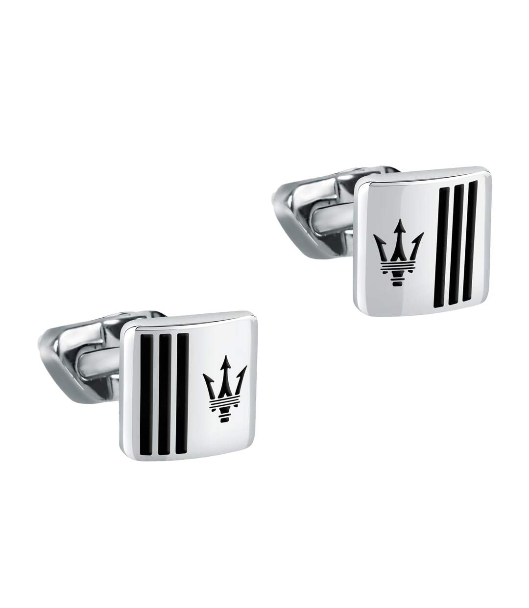 Mens Formal Cufflinks One Size Silver Black Maserati-1