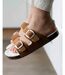 Isotoner Chaussons Mules ouvertes femme ultra confortables, en cuir-2