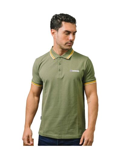 Mens Ss25 Triple Tipped Polo Shirt Khaki Green Lambretta
