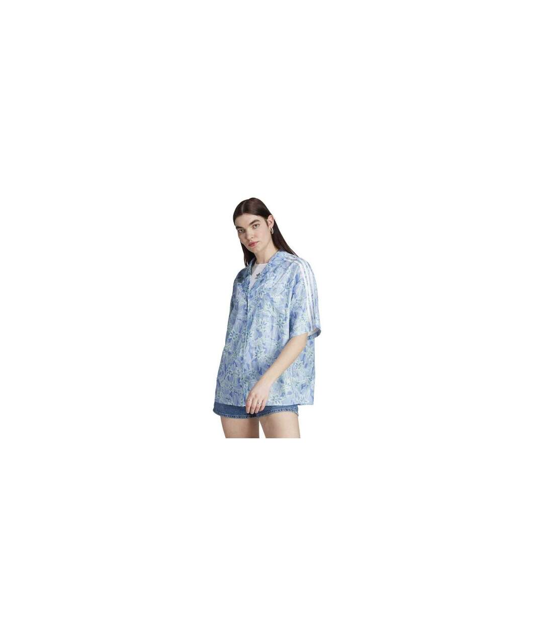 Chemise De Vacances Manches Courtes Motif/style Floral Originals Femme Bleu Adidas-1