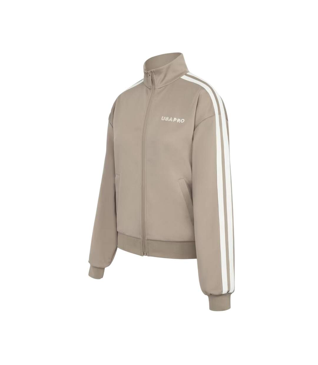 Womens/ladies Striped Track Top Light Brown USA Pro-3