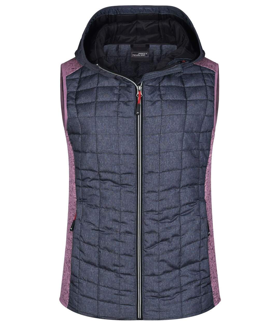 Veste tricot matelassée sans manches - femme - JN767 - gris foncé et rose-2