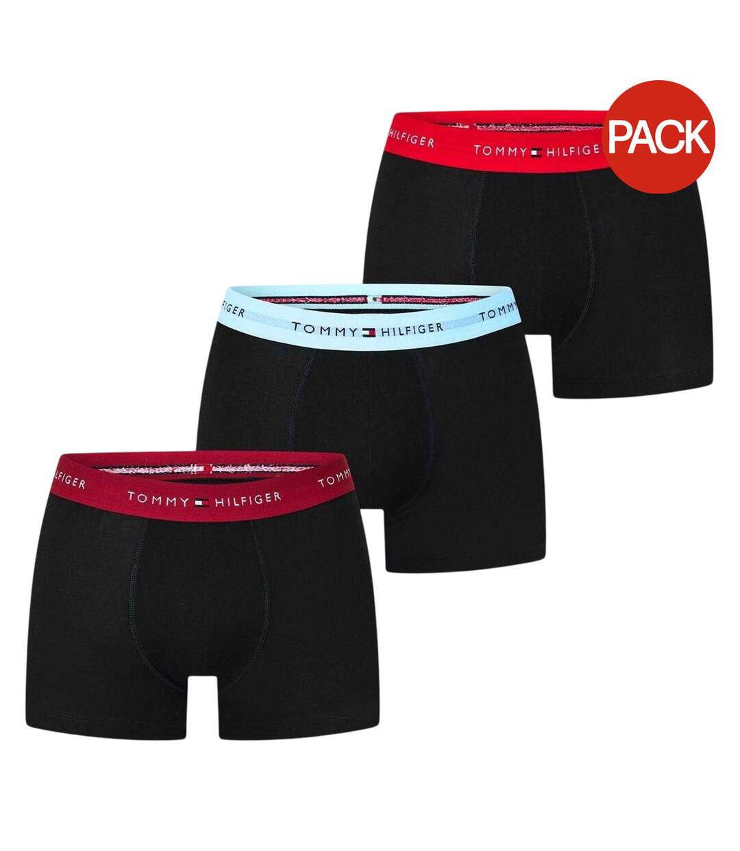 Pack Of 3  Mens Cotton Blend Classic Boxer Shorts  Red Blue Tommy Hilfiger-1