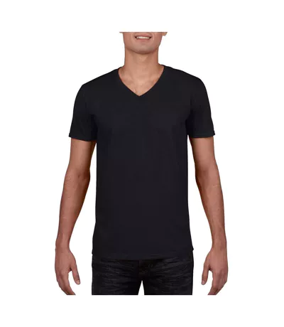T-shirt À Manches Courtes Et Col En V Homme Noir Gildan