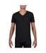 T-shirt À Manches Courtes Et Col En V Homme Noir Gildan-1