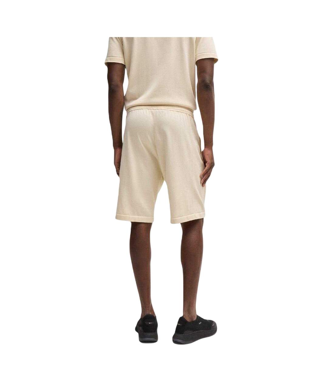 Mens Tolli Knitted Sweat Shorts White Boss-2