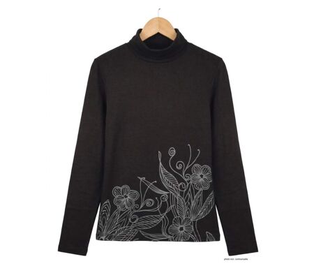 OGALO SH1005 – Sous-pull col roulé noir en coton stretch pour un confort et une élégance au quotidien
