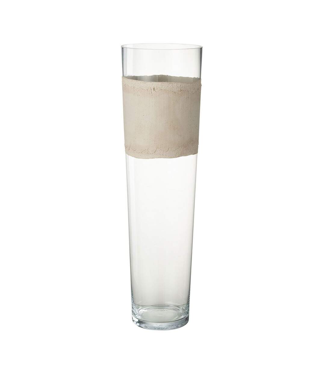 Vase Déco en Verre Delph 60cm Transparent & Beige-1