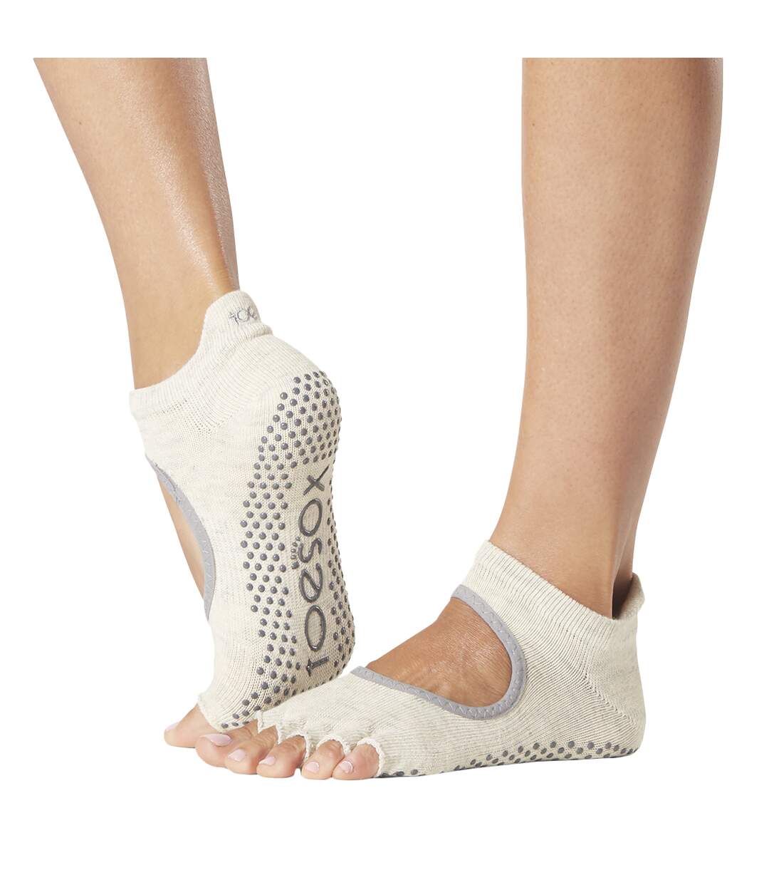 Chaussettes à demi-orteils antidérapantes bellarina femme blanc cassé Toesox-1