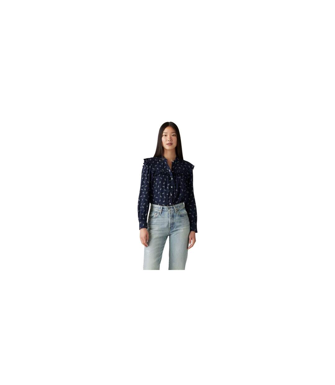 Blouse Manches À Volant Motif/style Floral Gianna Femme Bleu Marine Levis-1