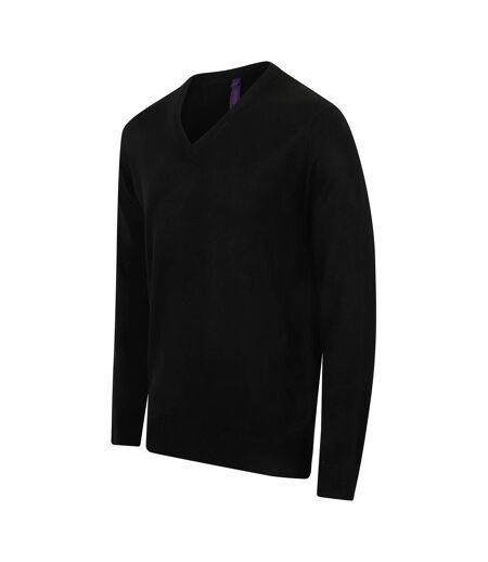 Mens acrylic v neck sweatshirt black Henbury