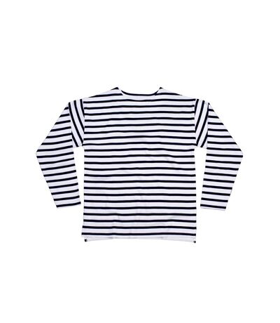 One By Mantis Unisex Adults Long Sleeve Breton Stripe T-Shirt (White/Navy)
