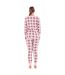 Womens/ladies Buffalo Check Thermal Long Pyjama Set Pink Grey Keanu-2