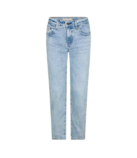 Womens/ladies Denim Mid Rise Straight Jeans Light Blue Levis