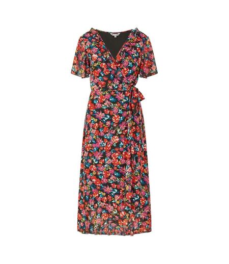 Robe Portefeuille Motif/style Floral Femme Noir Yumi