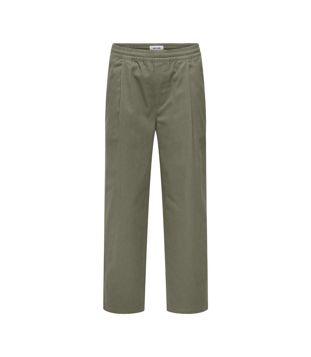 Pantalon fluide kaki homme only & sons bologna-1