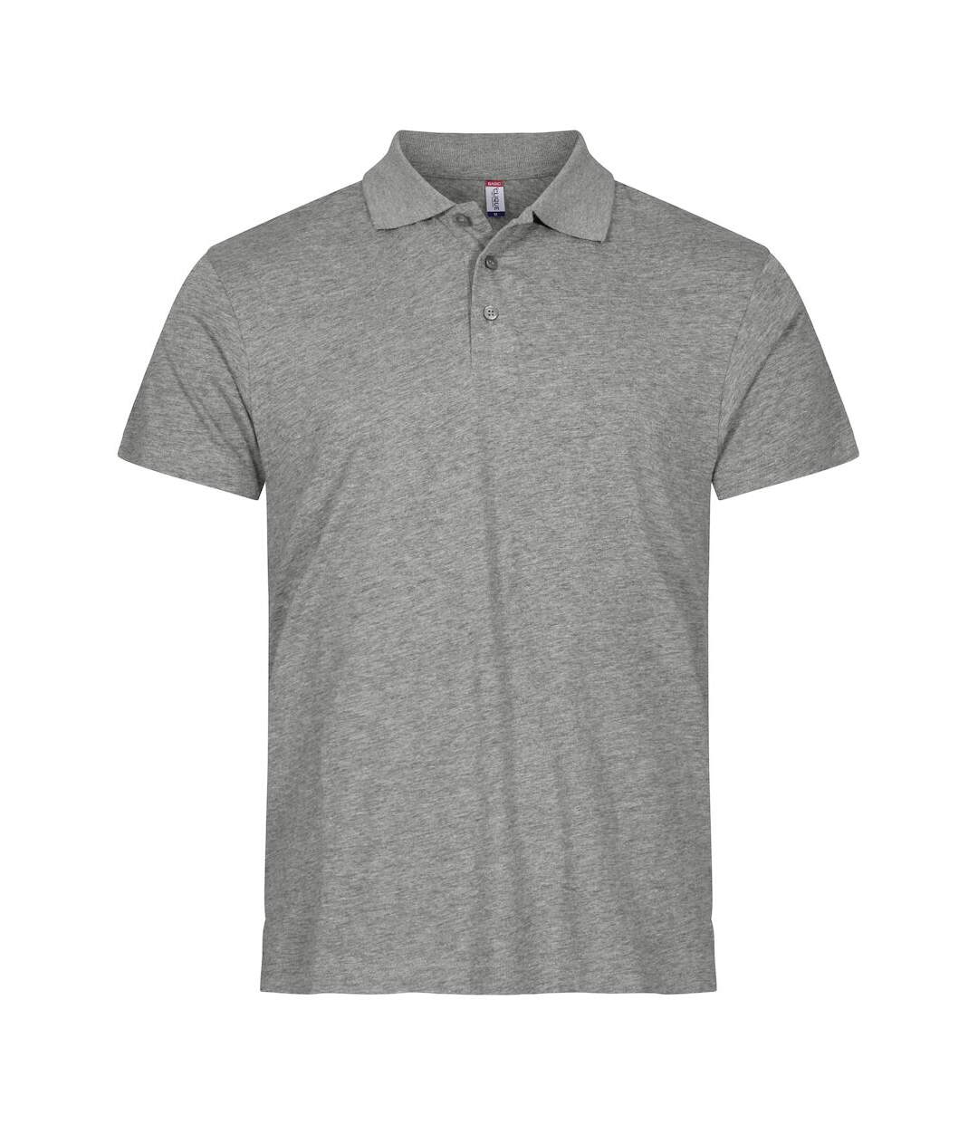 Unisex Adult Single Jersey Polo Shirt Grey Melange Clique-1