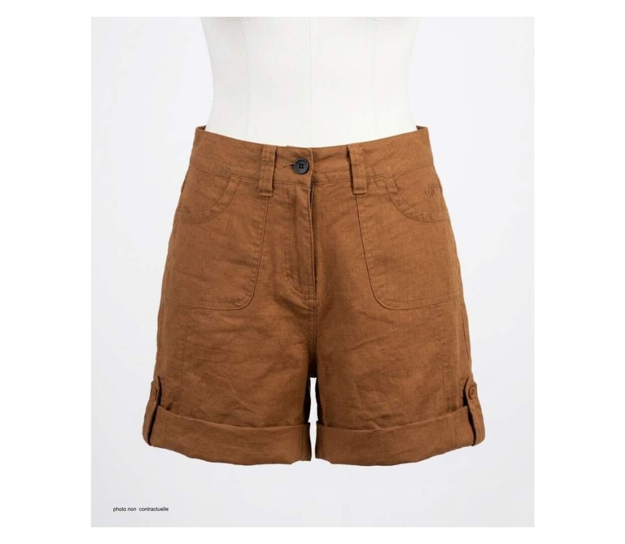 Short en coton et lin Femme MAYFLOWER BOCCAC : la légèreté naturelle à longueur ajustable-3