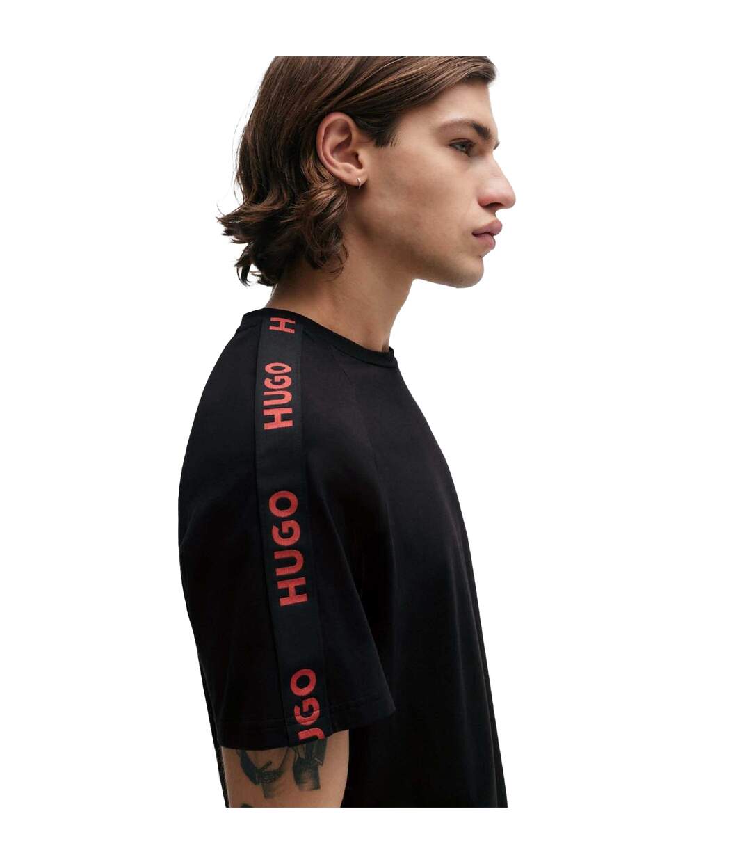 T-shirt Motif/style Bande Sporty Homme Noir Hugo-4