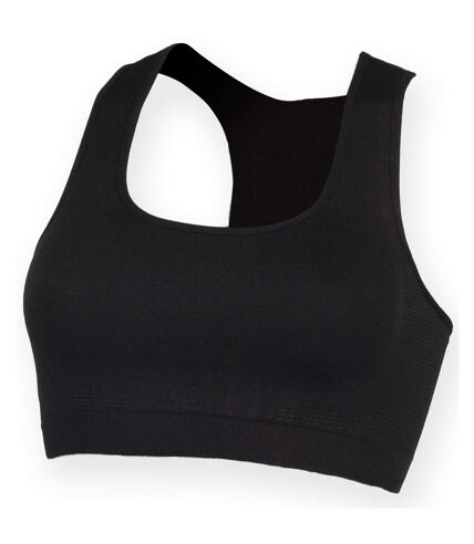 Skinni Fit Womens/Ladies Workout Sleeveless Cropped Top (Black) - UTRW4424