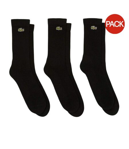 Pack Of 3  Unisex Adult Logo Cotton Crew Socks  Black Lacoste